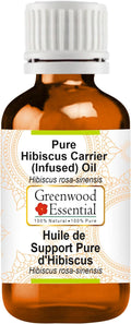 Greenwood Essential Hibiscus Oil (Hibiscus rosa-sinensis) | Traditionally Extracted | Adds Shine | Pure | Non-Sticky | Lightweight | For Hair Blends | For Men & Women | All Hair Types | 30ml (1 oz)