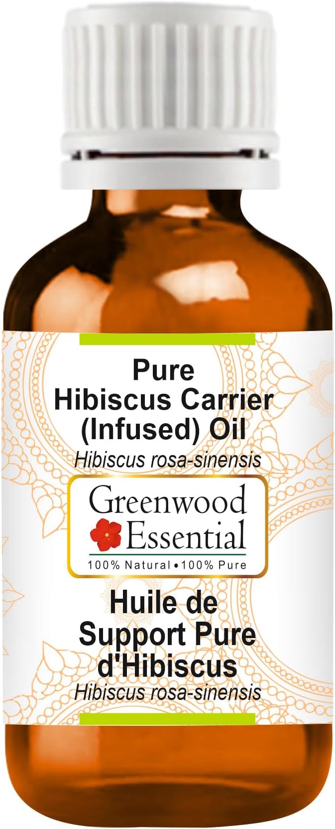 Greenwood Essential Hibiscus Oil (Hibiscus rosa-sinensis) | Traditionally Extracted | Adds Shine | Pure | Non-Sticky | Lightweight | For Hair Blends | For Men & Women | All Hair Types | 30ml (1 oz)