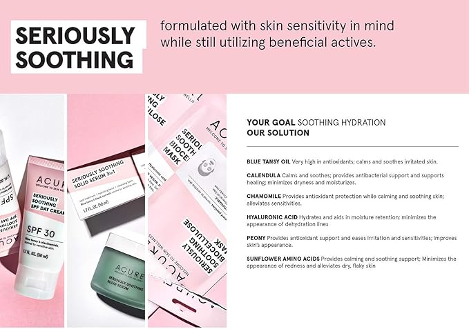 Acure Soothing Day Cream - Moisturizer for Dry Sensitive Skin, Hydrating & Soothing Facial Lotion with Argan Oil, Chamomile & Sunflower Amino Acids, Vegan & Cruelty Free Skincare - 1.7 fl oz