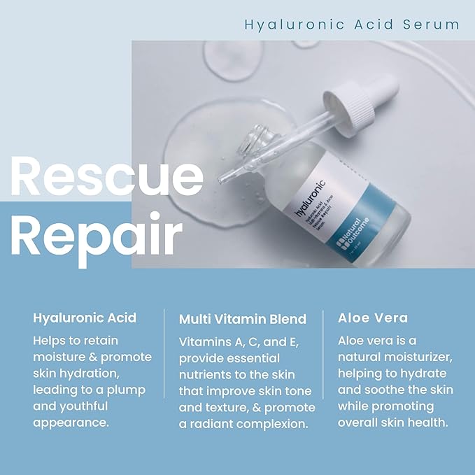 Natural Outcome Hydrating Hyaluronic Acid Serum and 10% Niacinamide Face Serum - Lightweight Anti Aging Facial Serum Set 1 oz Each, Vegan, Cruelty Free & Fragrance Free