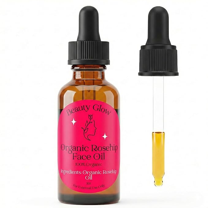 Organic Rosehip Oil for Face Anti-Aging Miracle Facial Moisturizer for Face & Gua Sha Cold Pressed Serum Natural Skincare Fortifying Hydrates Skin Moisturizing Beauty Glow 1 Fl Oz