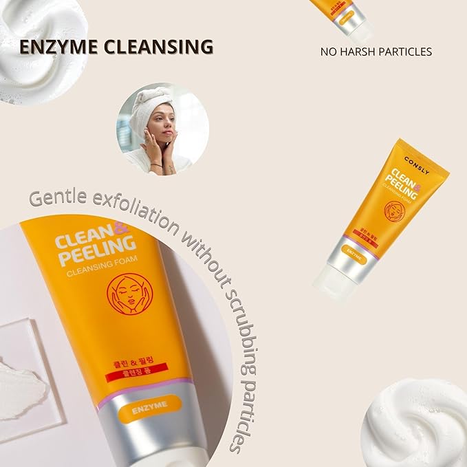 Enzyme Cleansing Foam | Korean Foaming Face Wash with Papain | Gentle Exfoliating Cleanser for Pores & Dull Skin | Removes Makeup & Sunscreen | K-Beauty Face Cleanser | 120 ml/ 4.06 fl oz.