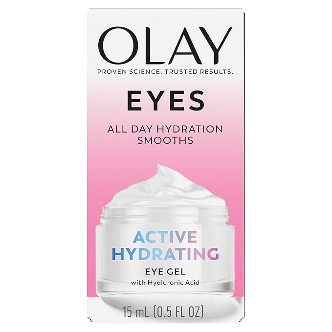 Olay Active Hydrating Eye Gel, Fragrance-Free, Anti-Aging Eye Cream with Hyaluronic Acid and Niacinamide, 0.5 oz