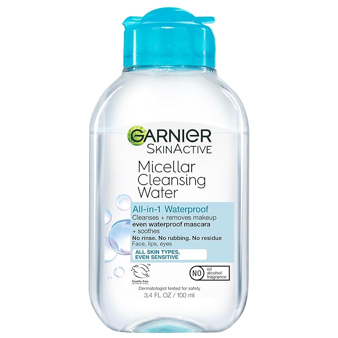 Garnier Micellar Water Travel Size Take-off Kit, All-In-1 Facial Cleanser & Makeup Remover, Mini All-In-1 Micellar + Mini Remover for Waterproof Makeup (Pack of 2)