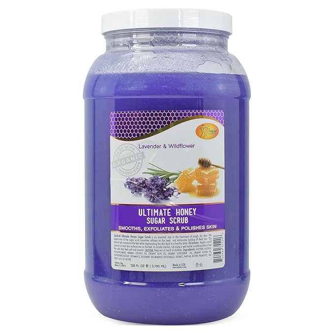 SPA REDI – Sugar Body Scrub, Honey, Lavender and Wildflower, 128 Oz Exfoliating, Moisturizing, Hydrating and Nourishing, Glow, Polish, Smooth and Fresh Skin - Body Exfoliator