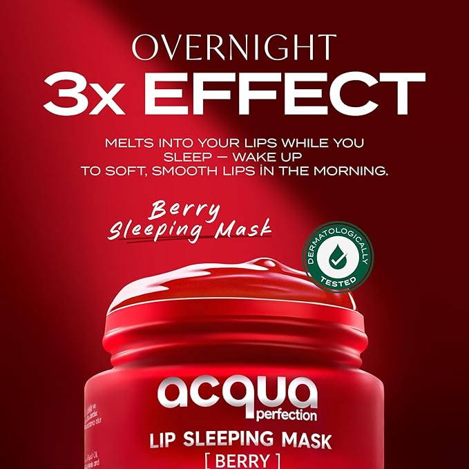 Overnight Lip Sleeping Mask - Intense Hydration & Repair with Shea, Murumuru & Coconut Oil - Antioxidant Rich Berry Lip Balm for Dry, Cracked Lips - 8 Hour Moisture Therapy