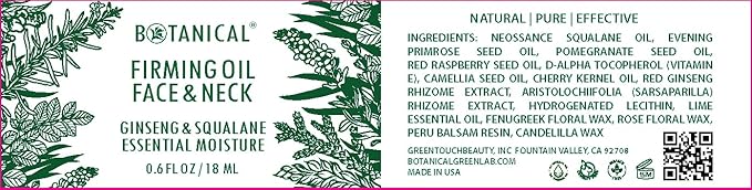 Botanical Essential Moisture Oil for Face & Neck Firming Serum | Anti-Wrinkle Ginseng & Squalane Serum w/Gua Sha Lift Scraper | Organic, Pure, Natural Skincare (0.6 fl oz | 18 ml)