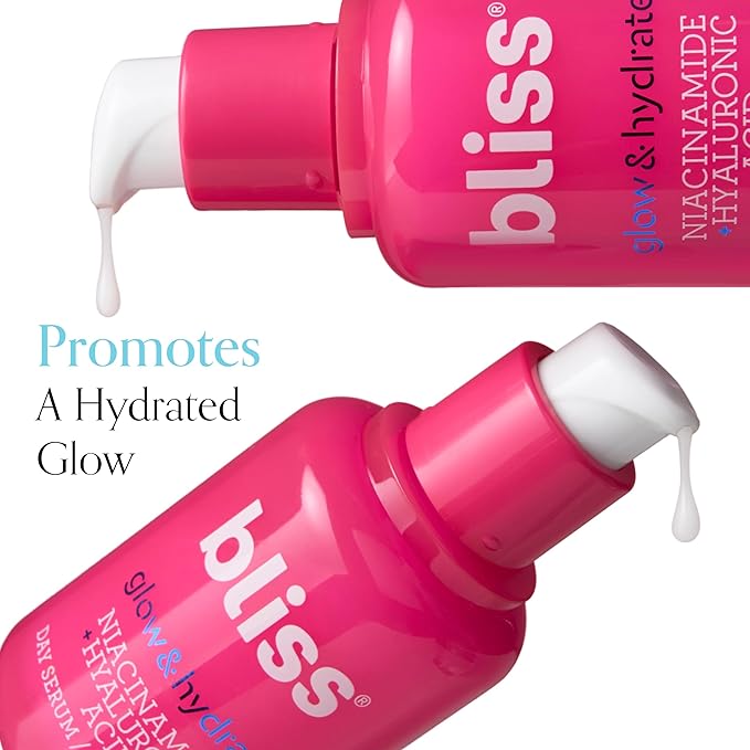 Bliss Vitamin C Face Serum + Glow & Hydrate Hyaluronic Acid Peptides + Niacinamide Antioxidant Brightening Dark Spot - Anti-Aging - Renew Night Acne Glycolic Uneven Tone