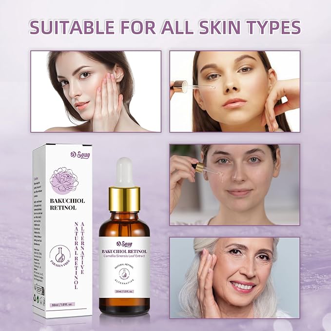 Bakuchiol Retinol Serum, 2 PCS Retinol Rejuvenation Serum for Anti Aging & Reduce Wrinkles, Fine Lines & Sagging, Moisturising Skin, 2.02 fl.oz