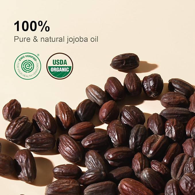 Yoken 4oz Jojoba Oil (EWG Verified) 100% Pure Cold Pressed Jojoba Oil for Face, Hair, Nails and Skin, Unrefined & Hexane Free, Natural Body Facial Moisturizer Multi-purpose oil Base Carrier Oil