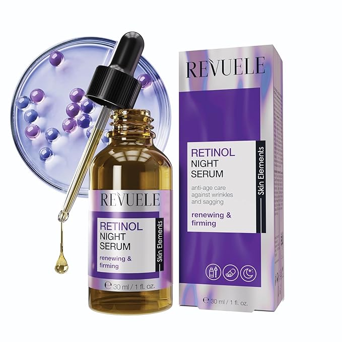 REVUELE Retinol Night Serum, Lightweight Face Serum with Retinol, Hyaluronic Acid & Panthenol 1 fl.oz