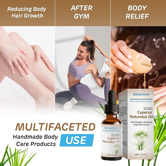 Cyperus Rotundus Oil, Natural Cyperus Rotundus Oil for Hair Removal, Moisturizes & Soothes the Skin, Suitable for All Skin Types, 30ml