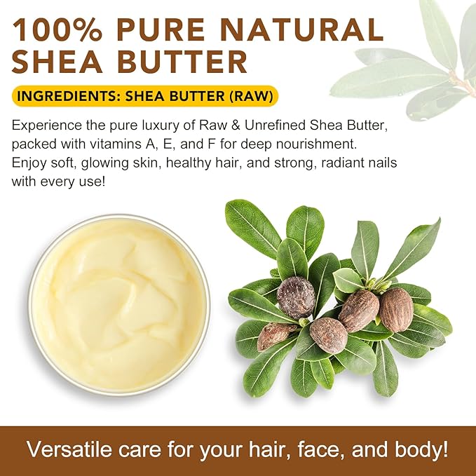 Shea Butter Raw Organic Pure Natural Unrefined Shea Butter for Hair & Body Face Moisturizer Vitamin A, E & F, Make Lotion for Extremely Dry Skin, DIY Lip Balm, Body Butter,Hand Cream Shea Butter Soap