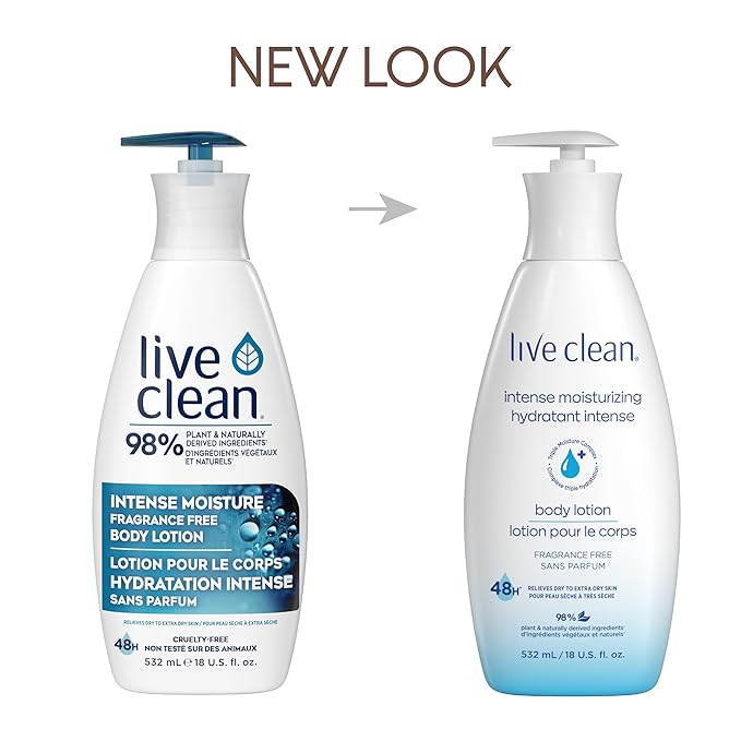 Live Clean Intense Moisture Fragrance Free Body Lotion, 18 Fl Oz