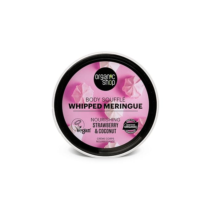Organic Shop Coconut & Strawberry Deep Nourishing & Hydrating Body Cream, 100% Vegan & Organic, Daily Moisturizer, Body, Face, Hand & Foot Natural Lotion, Intensive Care & Skin Restorer.
