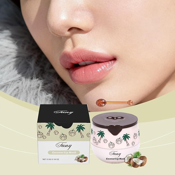 Lip Mask for Overnight Repair - Hydrating Lip Sleeping Mask with Vitamin E & Coconut Extract - Moisturizing Lip Balm Pack for Dry Lips, Non-Sticky Honeybalm Formula (Coconut)