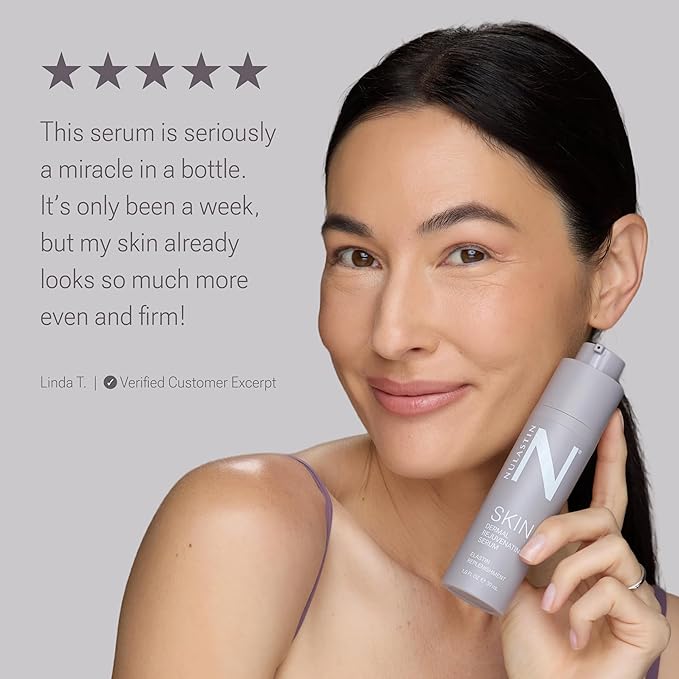 NULASTIN Dermal Rejuvenating Peptide Face Serum for Women with Elastin - Firming, Anti Aging, Barrier Repair, Plumping Hydrating Serum Sensitive & Mature Skin - Vegan, 1 Fl Oz