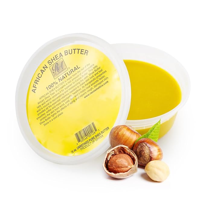 RA Cosmetic's 100% Natural Unrefined Yellow Shea Butter – Pure African Luxury for Skin & Hair - Sourced from Ghana - 16oz Jar
