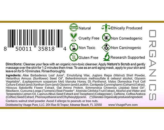 Hibiscus Nature's Scrub - The Ultimate Natural Face and Body Mask and Scrub. Nourishing, Tightening, Rejuvenating, and Exfoliating - Organic - Physician Formulated - Research Supported