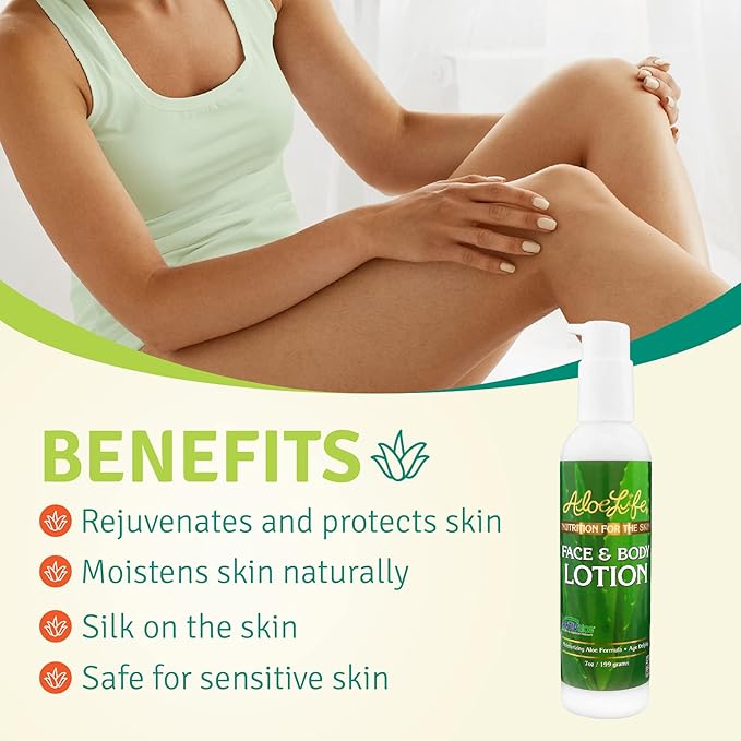 Aloe Life - Face & Body Lotion, Concentrated Formula, Hydrates Dry Skin, Contains Antioxidants, Minerals, & Herbal Extracts, Pleasant Grapefruit Scent, Safe For All Skin Types, Gluten-Free (7 oz)