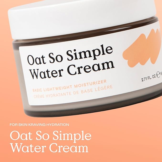 KraveBeauty Oat So Simple Water Cream Moisturizer, Calming, Lightweight Hydrating Gel Face Cream for Sensitive Skin with Oat Extract & Squalane, Fragrance Free, 80 mL