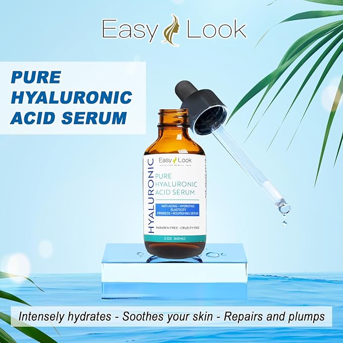 Pure Hyaluronic Acid Serum for Face Anti Aging, Fine Lines, Dark Spots, & Dry Skin 2 oz