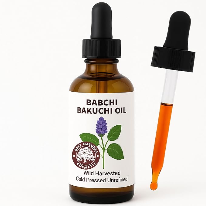 Best Nature's Cosmetics Bakuchi (Babchi) Oil – 100% Pure, Cold Pressed Facial Oil for Skin Care – Bakuchiol-Rich Psoralea Corylifolia Seed Oil – 2 fl oz / 60 ml