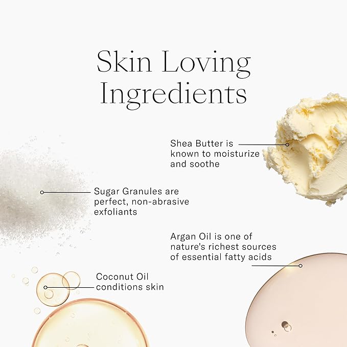 Josie Maran Argan Sugar Balm Body Scrub - Exfoliating Sugar Scrub with 100% Pure Argan Oil & Coconut Oil - Softens, Smoothes & Hydrates Dry Skin - Vegan + Cruelty Free - Baked Lemon Bliss (10 oz)