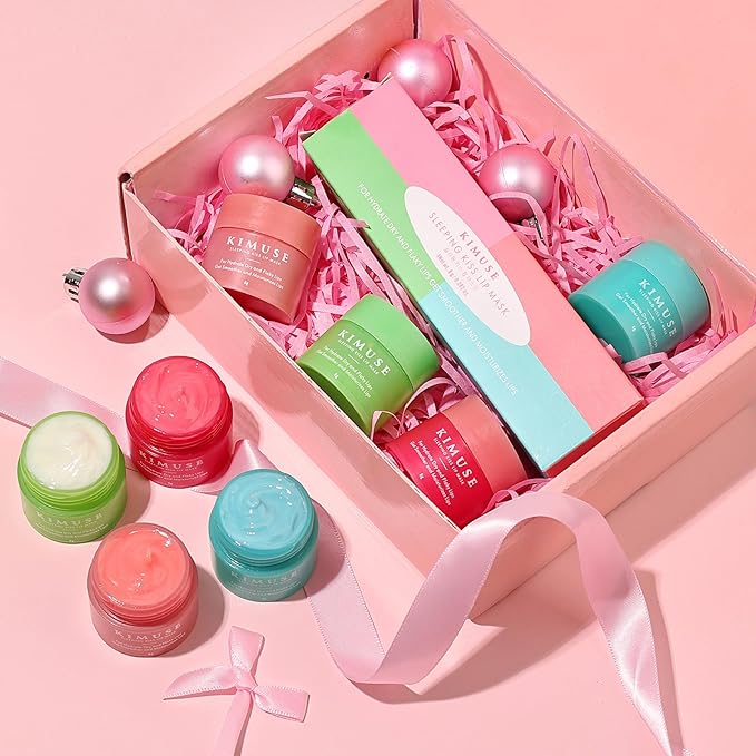KIMUSE Lip Mask Set, Lip Sleeping Mask, Overnight Lip Treatment for Dry Lip, Flaky, Moisturizing, Vitamin C, Shea Butter & Antioxidants