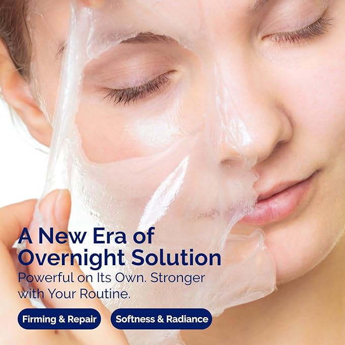 ZealSea Bio Collagen Wrapping Overnight Peel Off Face Mask | Matrixyl 3000 Peptide for Firming, Plumping, Elasticity & Barrier Repair, Boosts Skincare Results, Smoothness & Glow While You Sleep, 1.7OZ