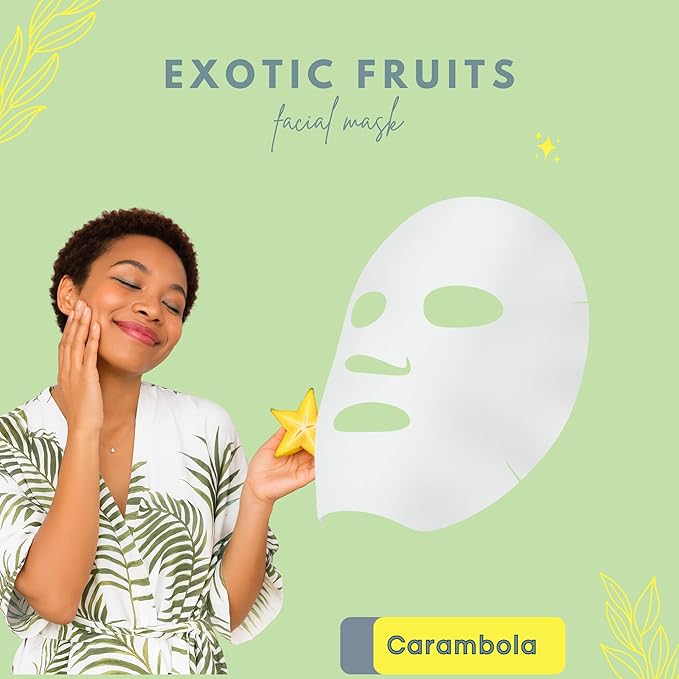 CONSLY_Carambola Detox Mask 10 Pack | Hydrating Korean Sheet Masks with Star Fruit Extract | Refreshing Self-Care for Healthy-Looking Skin | All Skin Types | 20ml Each