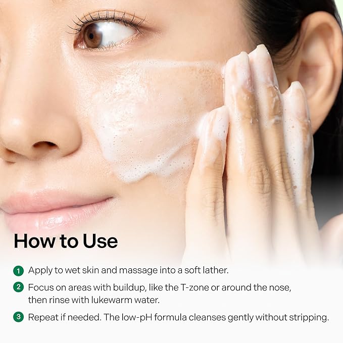 pH Balanced Gel Cleanser, Hydrating Korean Foaming Face Wash with Algae11 & Kelp Powder, Gentle Deep Cleanser for Oily or Sensitive Skin, Non-Comedogenic K-Beauty, 100ml / 3.38 fl.oz.