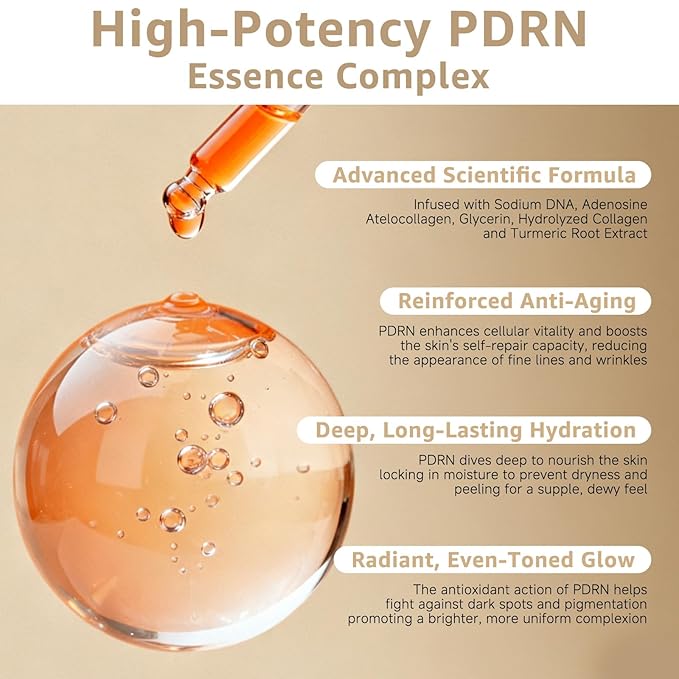 Salmon DNA PDRN Peptide Serum, stem cell serum for face with salmon dna, korean skin care for sensitive skin,deep hydration&moisturizing,fast-absorbing(Unscented,1.01 fl.oz.,30ml)