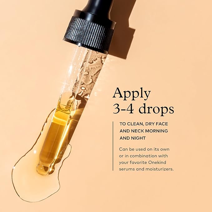 Onekind Golden State Anti Aging Botanical Face Oil with Rosehip Seed Oil, Sea Buckthorn Extract, Carrot Seed to Visibly Brighten, Firm, and Hydrate - Nourishing and Hydrating for Dry Skin (Pack of 2)