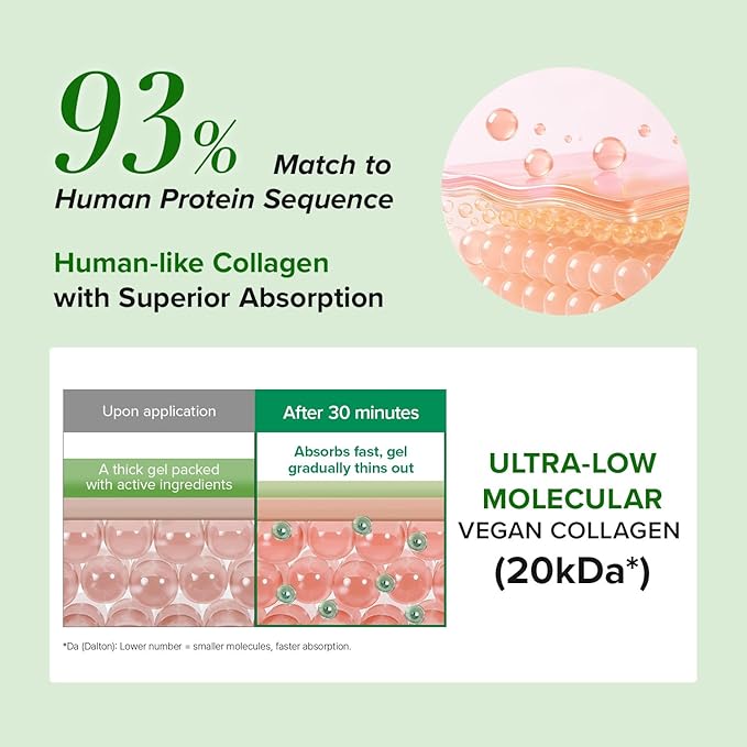 Mary&May Vegan Collagen Fresh Aloe Mask - Face Sheet Hydrogel Mask - Low Molecular Collagen, Houttuynia Cordata, Centella - Cooling, Soothing, Firming Korean Skincare for Sensitive Skin, 4 Sheets