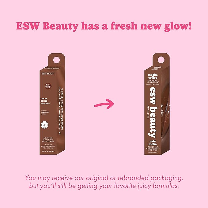 ESW Beauty Mocha Coffee Smoothie Lip Treatment – Rich Mocha & Fresh Coffee with Shea Butter & Peptides for Smoother, Softer Lips