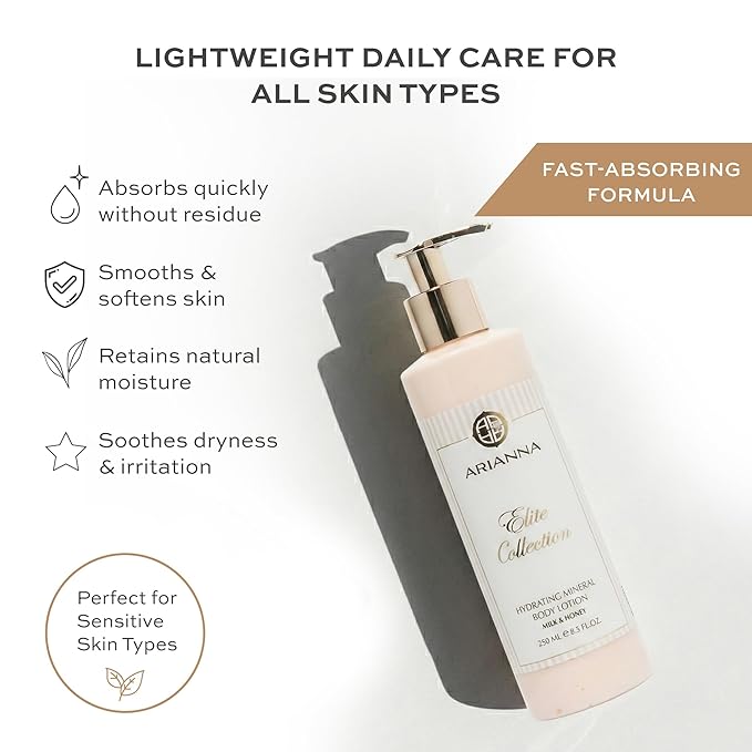 Hydrating Mineral Body Lotion Natual Water-Based not greasy Lotion Nurturing and Soothing Daily Lotion (Milk & Honey)