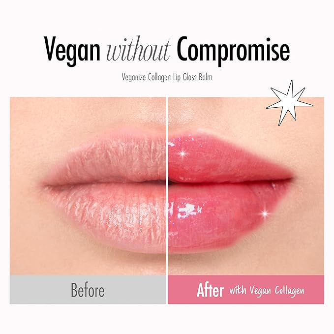 self beauty Veganize Collagen Lip Glass Balm | Hydrating Lip Balm in 9 Vibrant Colors | Moisturizing Lip Care Infused with Collagen Jelly Magic | No Animal Trial Lip Balm 0.06 oz (#9 Mauve Plum)