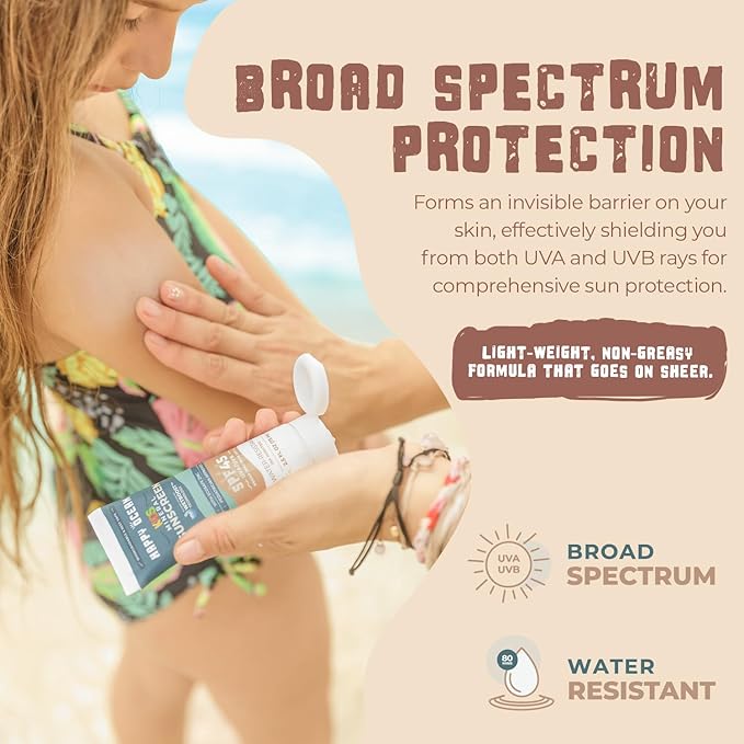 Happy Ocean Kids Mineral Sunscreen SPF 45 – Reef Safe, Non-Toxic Sunscreen for Kids, Non-Greasy Zinc Oxide, Travel Size, Water Resistant, Face & Body