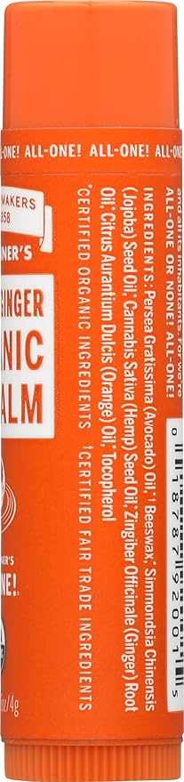 Dr Bronner's, Lip Balm Orange Ginger Organic, 0.15 Ounce