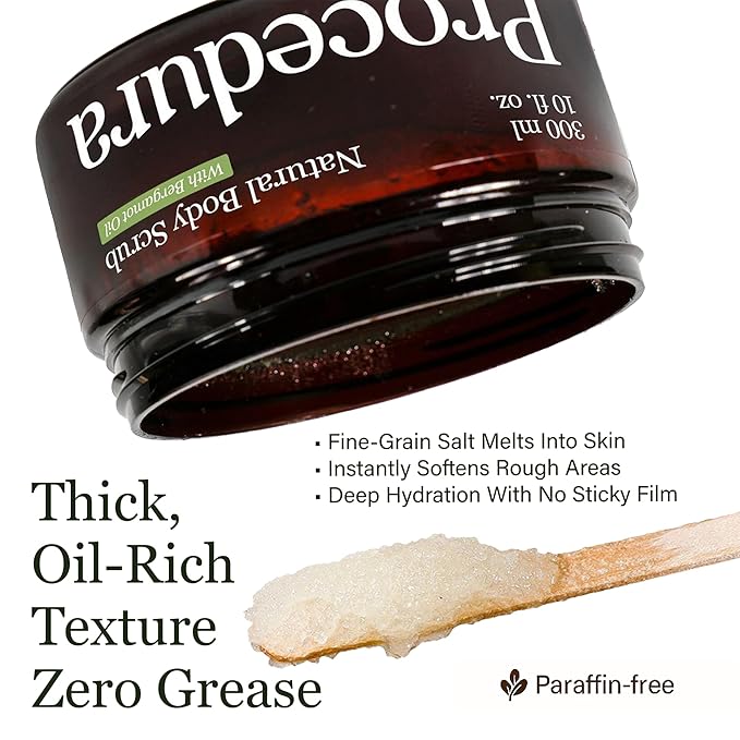 Exfoliating Body Scrub for Women & Men–Natural Sea Salt Scrub with Bergamot & Orange Oil, Deep Cleansing, Hydrating & Moisturizing, Vegan, Paraffin-Free (10 fl oz)