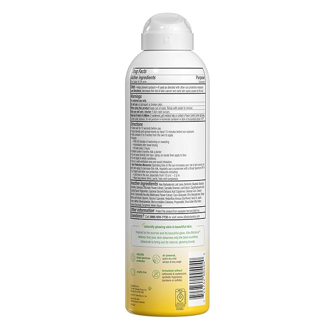 Alba Botanica Sheer Mineral Sunscreen Spray, SPF 30, Fragrance-Free Broad Spectrum, Water Resistant and Biodegradable, 5 fl. Oz. Bottle