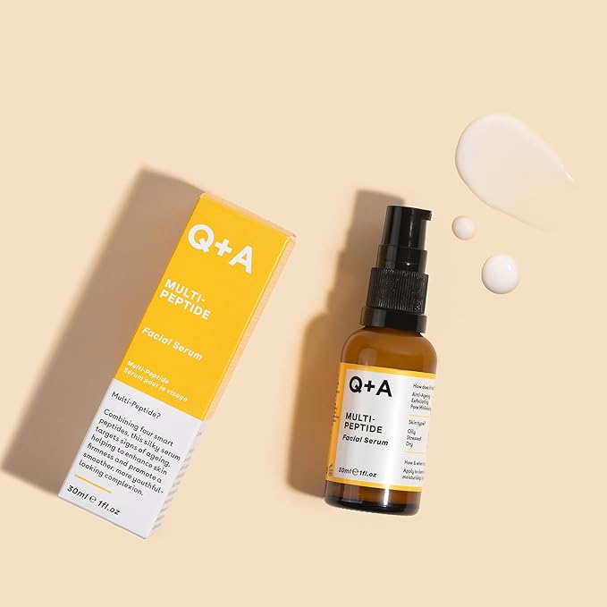 Q+A Multi-Peptide Serum (30ml), Anti-Ageing Face Serum with Polypeptide, Fragrance Free, Smooths Wrinkles, Improves Tone and Elasticity, Skincare for a Youthful Glow