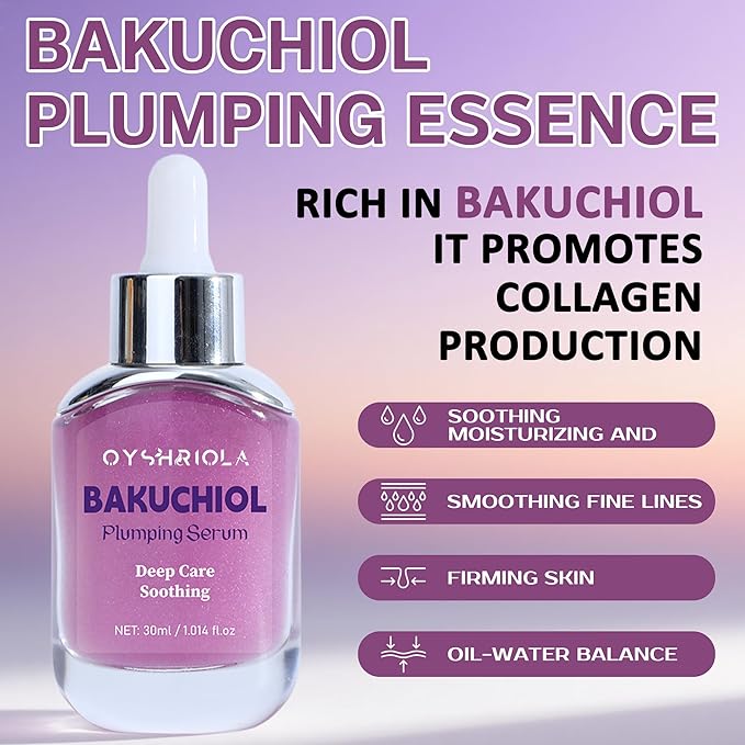 Bakuchiol Plumping Serum Plumping Skin and Pore Minimize Smooths Skin & Reduces Fine Lines Face Serum for Anti-Aging 1.014 fl.oz