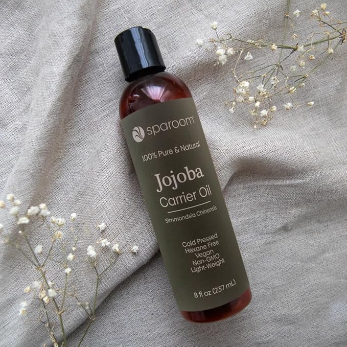 SpaRoom 100% Pure and Natural Carrier Oil, Hair and Skin Moisturizer, Aromatherapy and Massage Oil Base for Essential Oils, 8 Ounces, Jojoba Oil