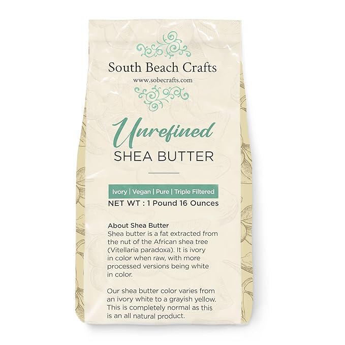 100% Raw Unrefined Shea Butter African Grade A 1 Pound (16 oz) for Shea Creams, Soap Making, Skin, Hair and More