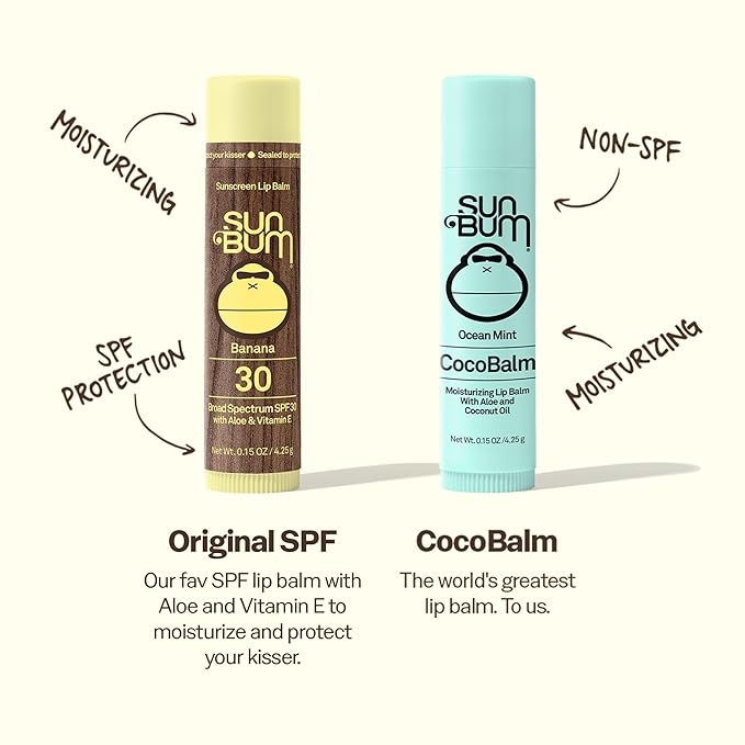 Sun Bum Cocobalm Groove Cherry - Hydrating Lip Balm With Coconut Oil and Aloe Vera - 0.15 oz Stick (Pack of 2)