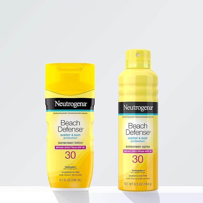 Neutrogena Beach Defense SPF 30 Sunscreen Spray, Broad Spectrum, Lightweight & Fast Absorbing, Oxybenzone & Octinoxate Free, Hawaii Act 104 Compliant Face & Body Sunscreen, 6.5 oz