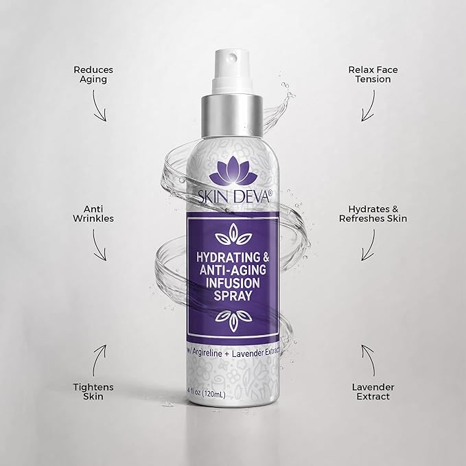 SKIN DEVA Hyaluronic Acid & Argireline Facial Spray – Hydrating Face Mist with Lavender Extract – Helps Improve the Appearance of Fine Lines – Lightweight Moisture Boost for All Skin Types (Lavender)