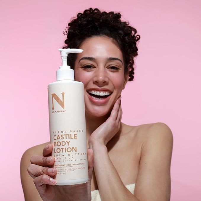 Dr. Natural Castile Body Lotion, Shea Butter, 16 oz - Plant-Based - Paraben-Free, Sulfate-Free, Cruelty-Free - Made with Organic Shea Butter - Non-Greasy - Body Lotion for Dry Skin (Pack of 2)